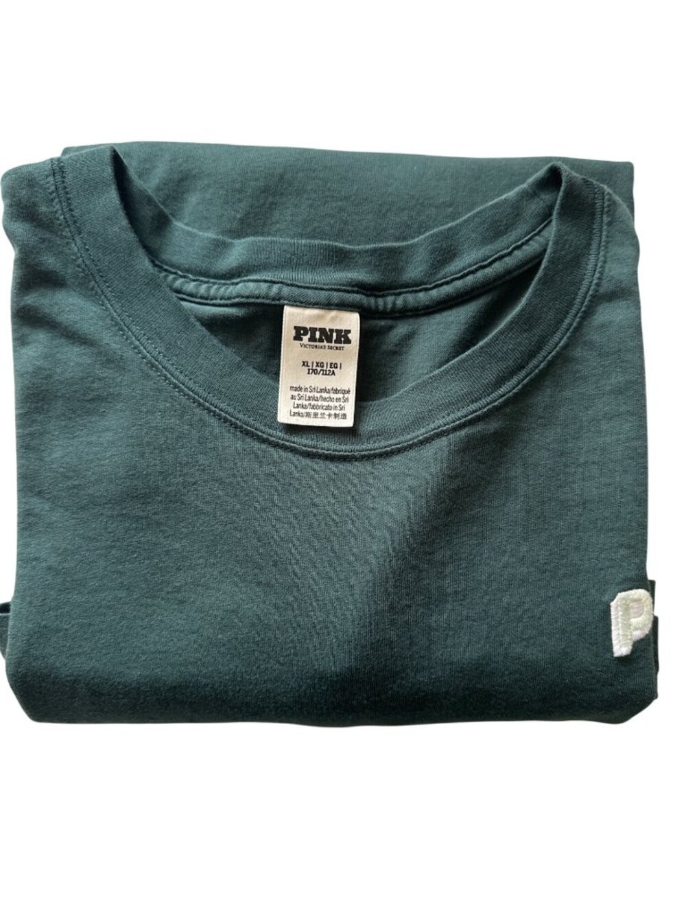 Victorias Secret Pink Graphic Long Sleeve Tee Green "Does This Come In Pink?" Te - Picture 7 of 7